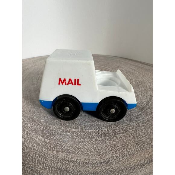 Vintage Fisher-Price Original Little People Mail Truck Vehicle White Blue - Picture 1 of 7